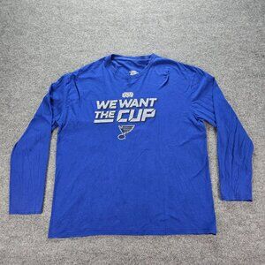 St Louis‎ Blues Tshirt Mens 3XL Long Sleeve NHL Hockey Sports We Want The Cup